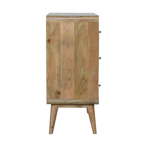 Curved Chest of Drawers | Solid Mango Wood | Oak Finish | Rounded Storage Cabinet