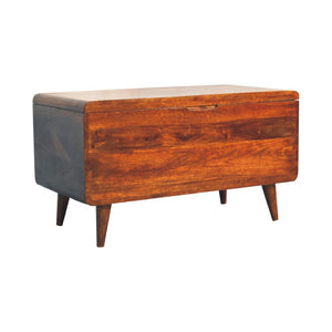 Curved Chestnut Blanket Box | Solid Mango Wood | Soft Curved Profile