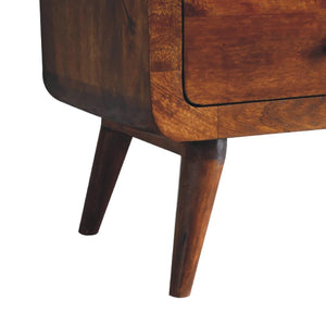 Curved Chestnut Bookcase | Solid Mango Wood | Soft Curved Profile