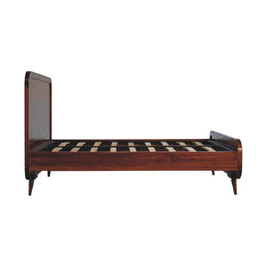 Curved Chestnut Double Bed | Solid Mango Wood | Soft Curved Profile
