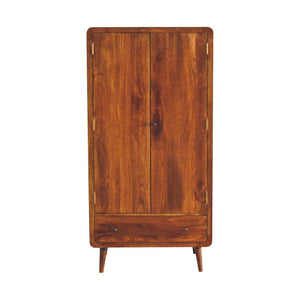 Curved Chestnut Wardrobe | Solid Mango Wood | Soft Curved Profile