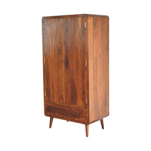 Curved Chestnut Wardrobe | Solid Mango Wood | Soft Curved Profile