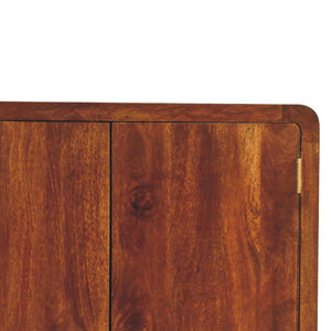 Curved Chestnut Wardrobe | Solid Mango Wood | Soft Curved Profile