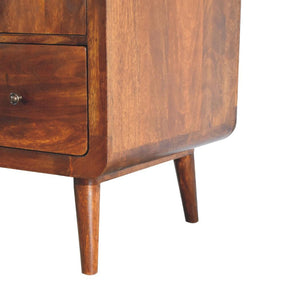 Curved Chestnut Wardrobe | Solid Mango Wood | Soft Curved Profile