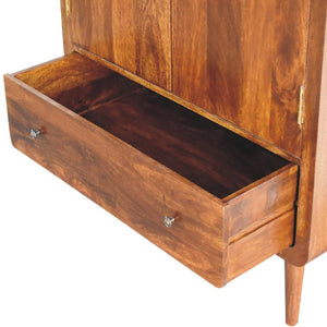 Curved Chestnut Wardrobe | Solid Mango Wood | Soft Curved Profile