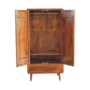 Curved Chestnut Wardrobe | Solid Mango Wood | Soft Curved Profile