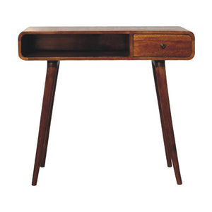 Curved Chestnut Writing Desk | Solid Mango Wood | Home Office Table