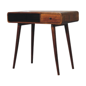 Curved Chestnut Writing Desk | Solid Mango Wood | Home Office Table
