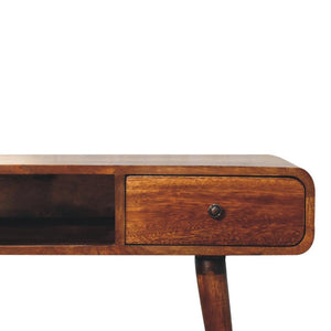 Curved Chestnut Writing Desk | Solid Mango Wood | Home Office Table