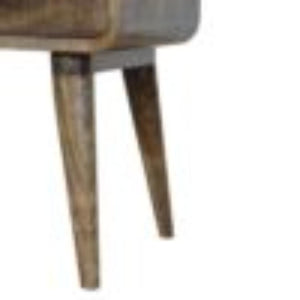 Curved Classic Bedside Table | Solid Mango Wood | Grey Wash Finish | Compact Storage