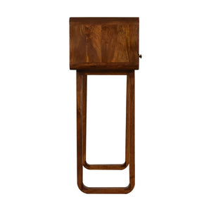 Curved Console Table | Solid Mango Wood | Chestnut Finish | 2 Drawers & Open Shelf