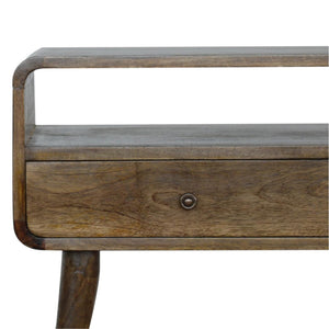 Curved Console Table | Solid Mango Wood | Grey Wash Finish | Hallway Display Table