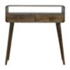 Curved Console Table | Solid Mango Wood | Grey Wash Finish | Hallway Display Table