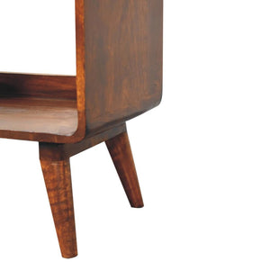 Curved Double-Slot Media Unit | Chestnut Finish | Open TV Storage