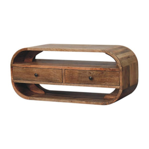 Curved Edge Media Unit | 2 Drawer TV Storage | Soft Contemporary Design