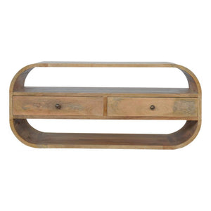 Curved Edge TV Unit | 2 Drawer Media Console | Living Room Storage