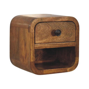 Curved Floating Nightstand | Compact Wall-Mounted Bedside Table