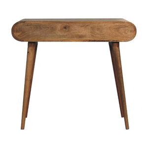 Curved Flow Writing Desk | Solid Mango Wood | Chestnut Finish | 1 Drawer Home Office Desk