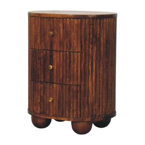 Curved Fluted Bedside Chest | Ribbed Timber Nightstand with Drawers