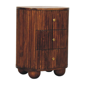 Curved Fluted Bedside Chest | Ribbed Timber Nightstand with Drawers