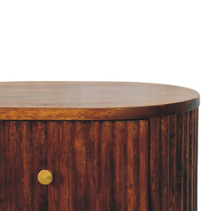 Curved Fluted Bedside Chest | Ribbed Timber Nightstand with Drawers