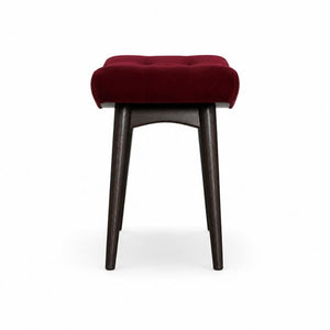 Curved Hallway Bench | Wine Red Cotton Velvet | Solid Mango Wood Frame | Upholstered Seating