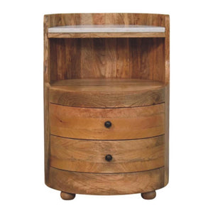 Curved Marble-Top Bedside Table | Sculptural Bedroom Storage