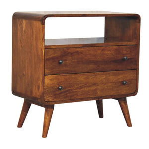 Curved Nordic Console Table | Solid Mango Wood | Sculpted Hallway Design