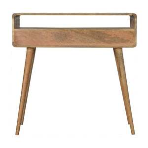 Curved Oak Finish Console Table | 2 Drawers | Solid Mango Wood