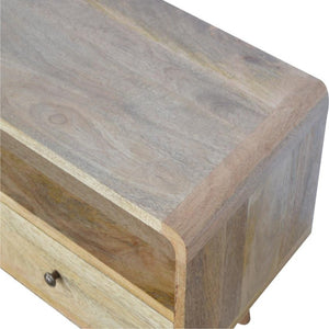 Curved Oak Finish Media Unit | 2 Drawers | Solid Mango Wood