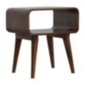 Curved Open Bedside Table | Chestnut Finish | Compact Shelf Storage