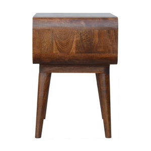 Curved Open Bedside Table | Chestnut Finish | Compact Shelf Storage