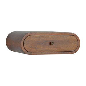 Curved Wall-Mounted Bedside Table | Solid Mango Wood | Chestnut Finish