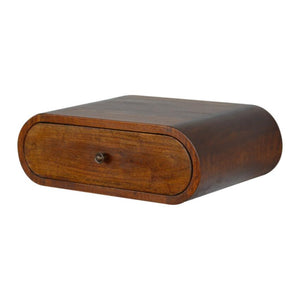 Curved Wall-Mounted Bedside Table | Solid Mango Wood | Chestnut Finish