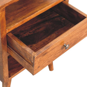Dante Chestnut Bedside Table | Solid Mango Wood | Chestnut Finish | 1 Drawer Open Shelf Nightstand
