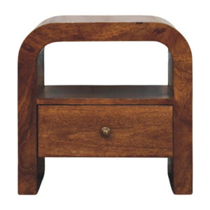 Darcy Chestnut Nightstand | Drawer & Open Shelf | Timber Bedside Storage