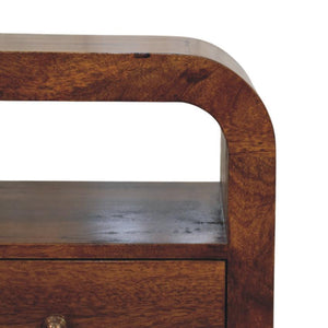 Darcy Chestnut Nightstand | Drawer & Open Shelf | Timber Bedside Storage