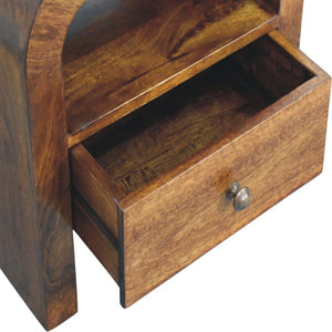 Darcy Chestnut Nightstand | Drawer & Open Shelf | Timber Bedside Storage