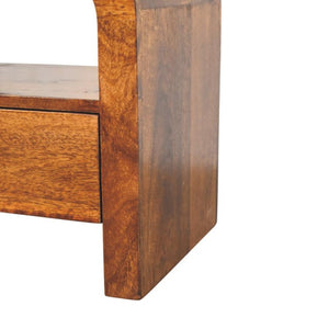 Darcy Chestnut Nightstand | Drawer & Open Shelf | Timber Bedside Storage