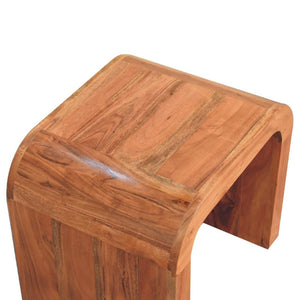 Darcy End Table | Solid Acacia Wood | Caramel Finish | Curved Side Table