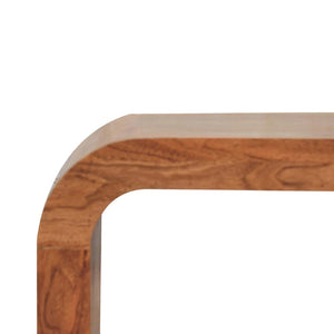 Darcy Round Bedside Table | Solid Acacia Wood | Caramel Finish | Open Cube Nightstand