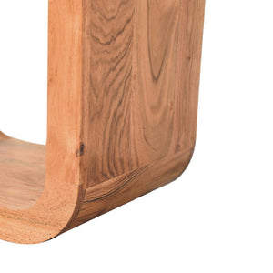 Darcy Round Bedside Table | Solid Acacia Wood | Caramel Finish | Open Cube Nightstand