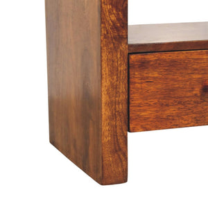 Darcy TV Unit | Solid Mango Wood | Chestnut Finish | 3 Drawers & Open Shelf