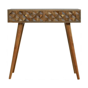Diamond Carved Console Table | Geometric Detailing | Statement Entryway Furniture