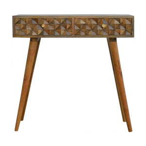 Diamond Carved Console Table | Geometric Detailing | Statement Entryway Furniture