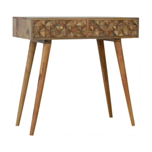 Diamond Carved Console Table | Geometric Detailing | Statement Entryway Furniture