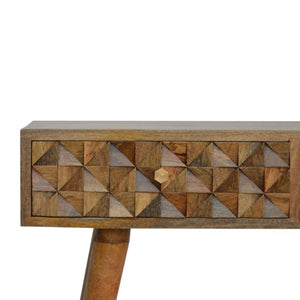 Diamond Carved Console Table | Geometric Detailing | Statement Entryway Furniture
