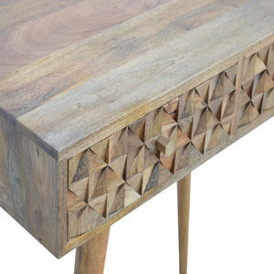 Diamond Carved Console Table | Geometric Detailing | Statement Entryway Furniture