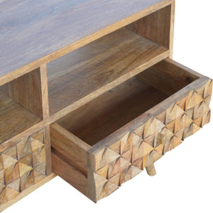 Diamond Carved TV Unit | Textured Geometric Detail | Living Room Furniture