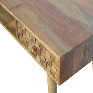 Diamond Carved Writing Desk | Geometric Detail | Home Office Furniture